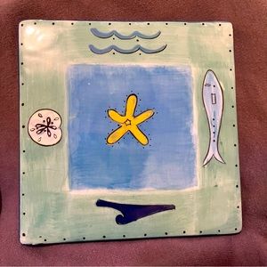 Painted Ceramic Artwork Beach Ocean Scene